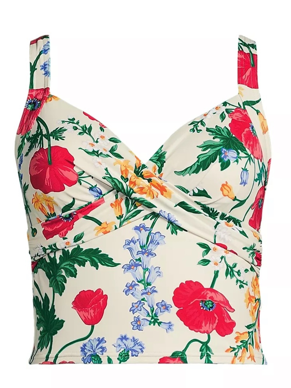 Women's Plus Size Sweetheart Wrap Midkini Top Egret Poppy Floral Size 22W